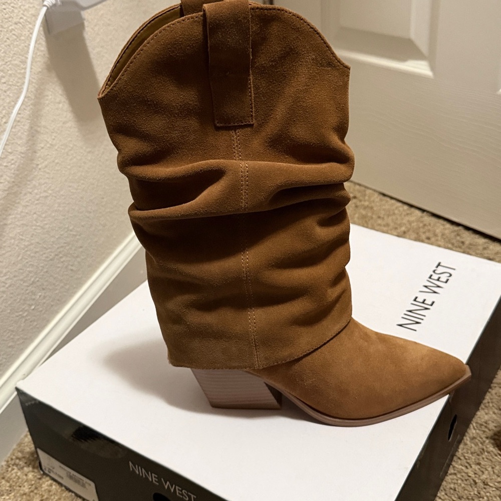 Nine West Tan Slouchy Suede Boots